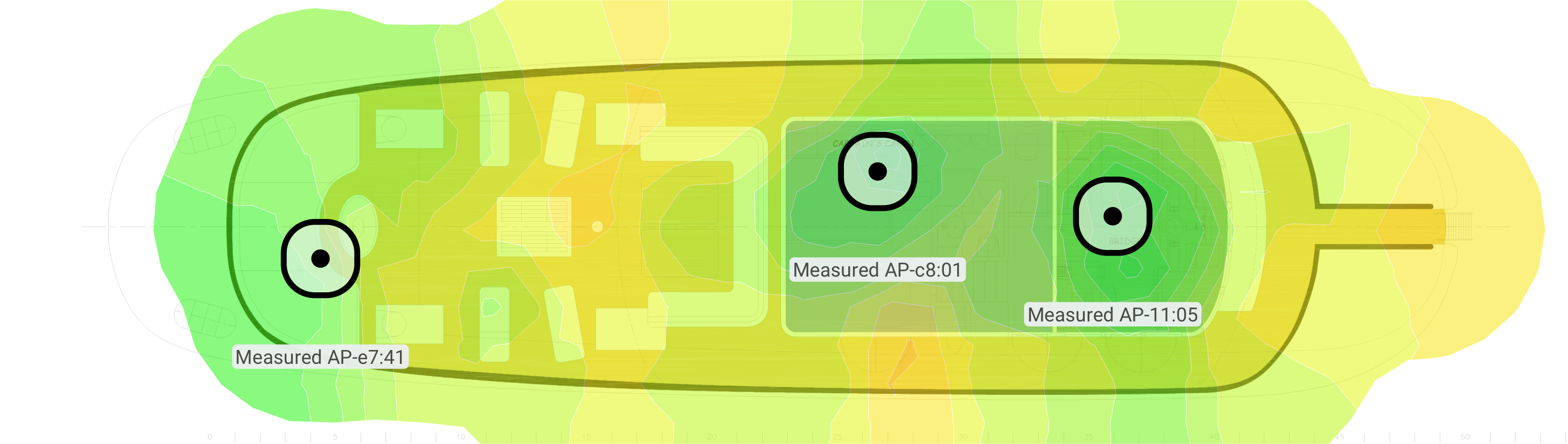 Bridge deck WiFi heat map